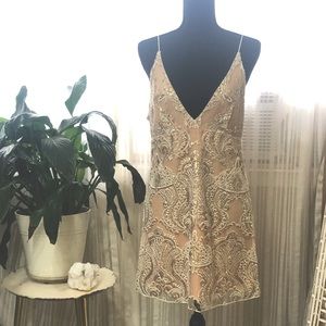 Free people nude sequin lace dress
